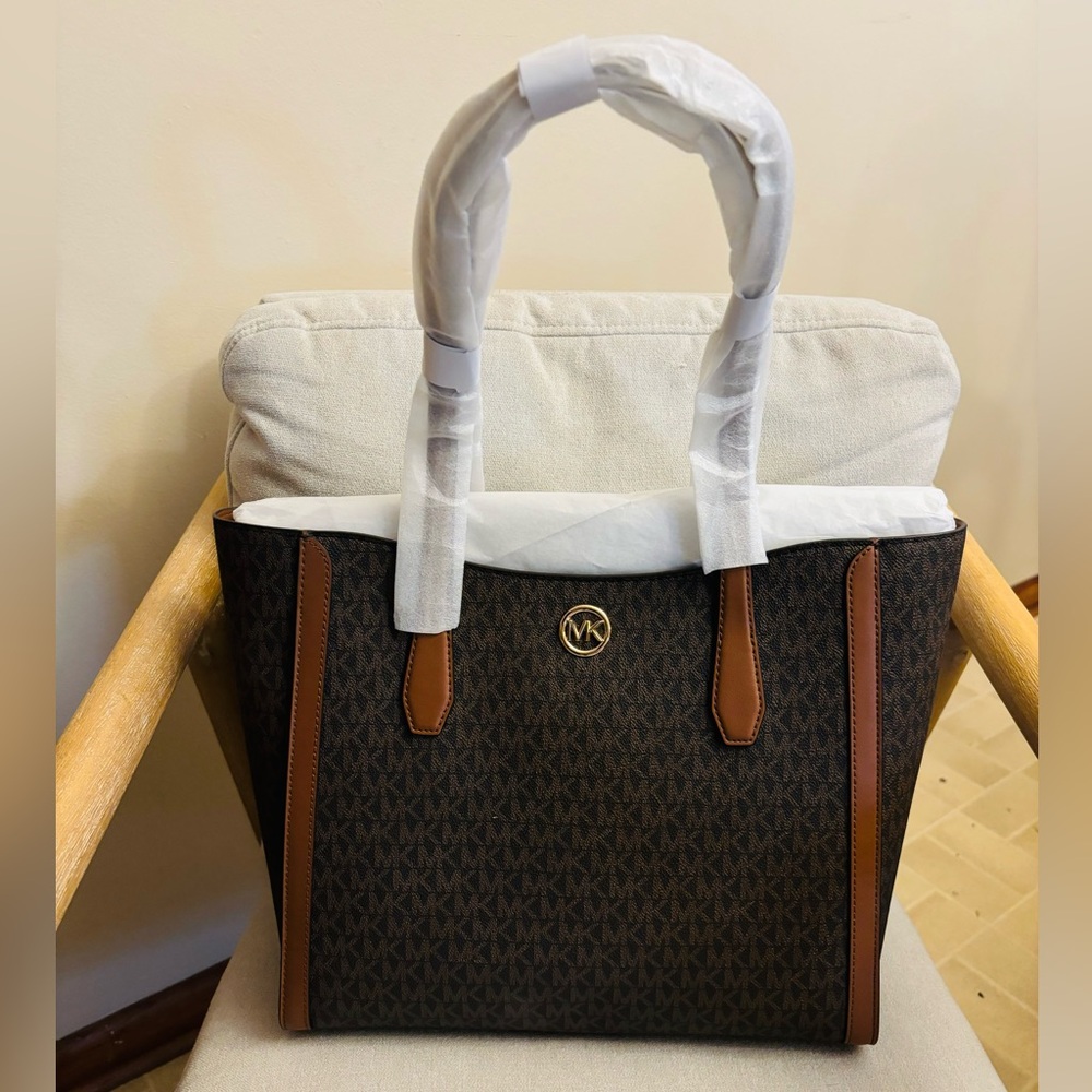 Michael Kors Leida large signature tote bag, brown. Brand new!